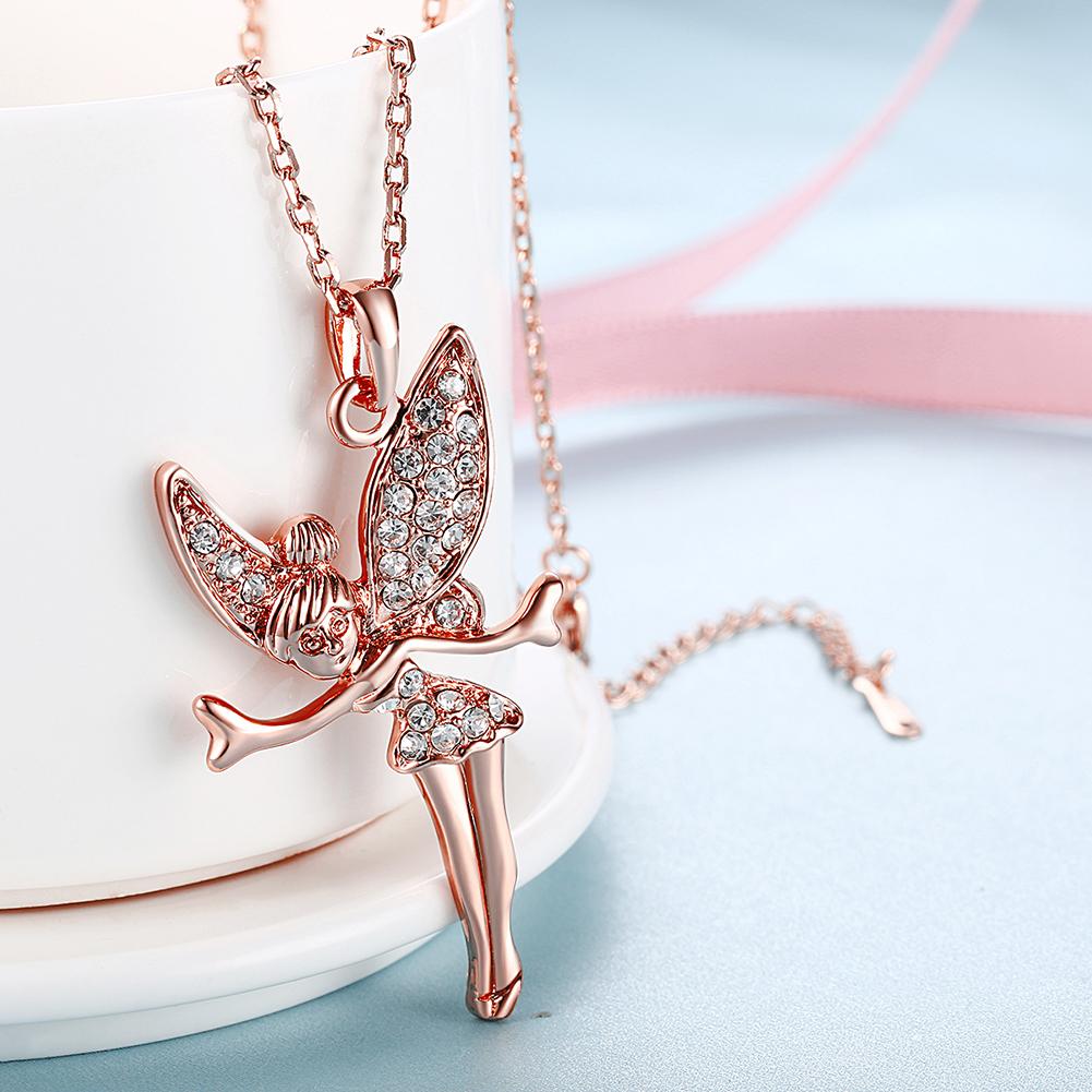 18K Rose Gold Plated  Elements Flying Angel Necklace