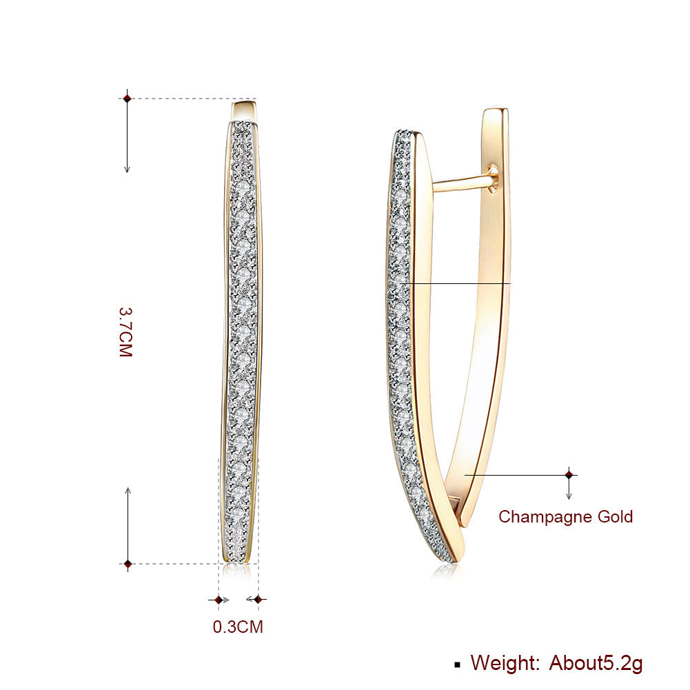 1.4" Pave Thin Pave Hoop Earring in 18K Champagne Gold Plated with  Crystals