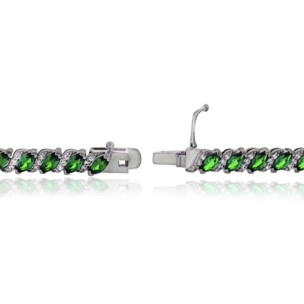 20.00 CT Genuine Emerald Vine Bracelet Embellished with  Crystals in 18K White Gold Plated