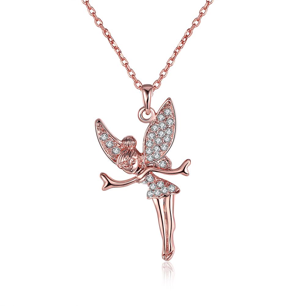 18K Rose Gold Plated  Elements Flying Angel Necklace