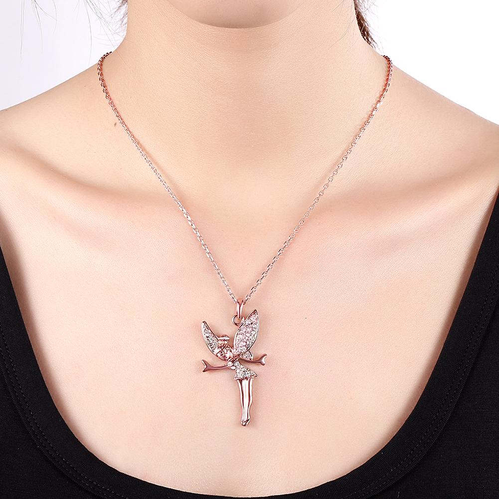 18K Rose Gold Plated  Elements Flying Angel Necklace