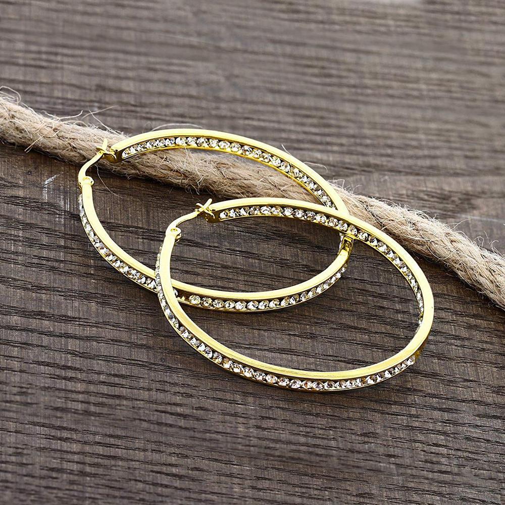 3" Classic Inside Out Pave Hoop Earring ITALY Design