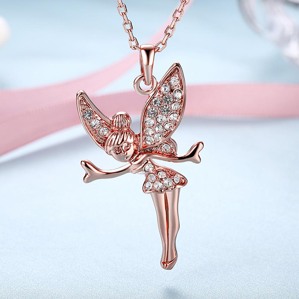 18K Rose Gold Plated  Elements Flying Angel Necklace